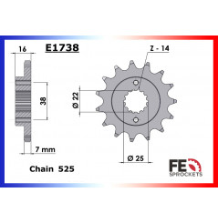 Pignon de Sortie de Boîte FE pour Ducati 821 Hyperstrada (13-18)