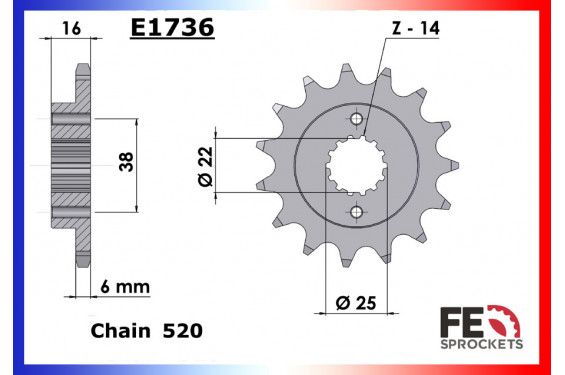 Pignon de Sortie de Boîte FE pour Ducati Sport 750 (01-02)