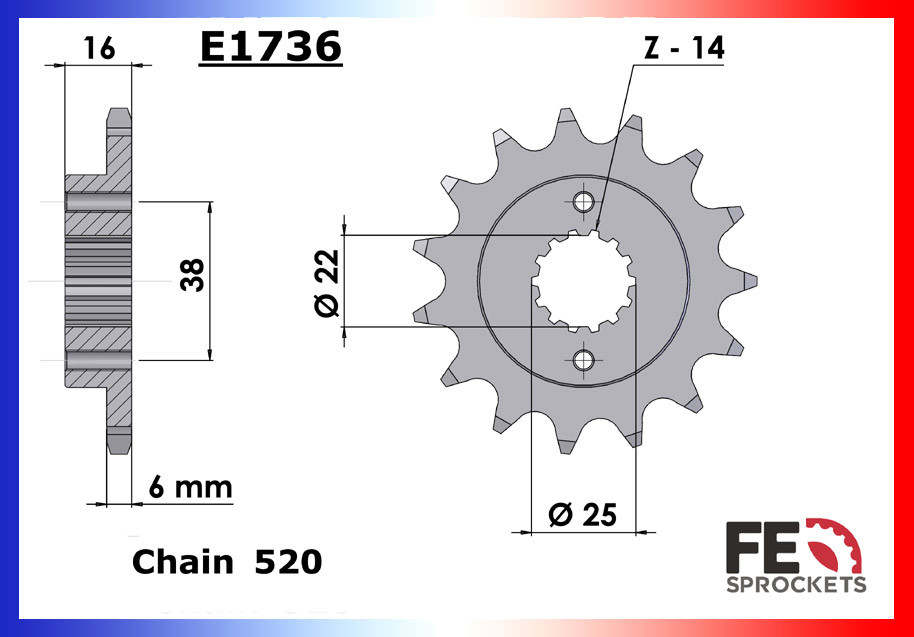 Pignon de Sortie de Boîte FE pour Ducati Sport 750 (01-02)