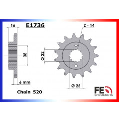 Pignon de Sortie de Boîte FE pour Ducati 821 Monster (14-21)