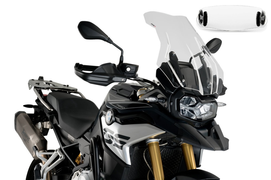 Bulle Puig Touring Plus avec Déflecteur "Clip On" pour F 850 GS et Adventure (18-23) équipée de la bulle Touring d'origine