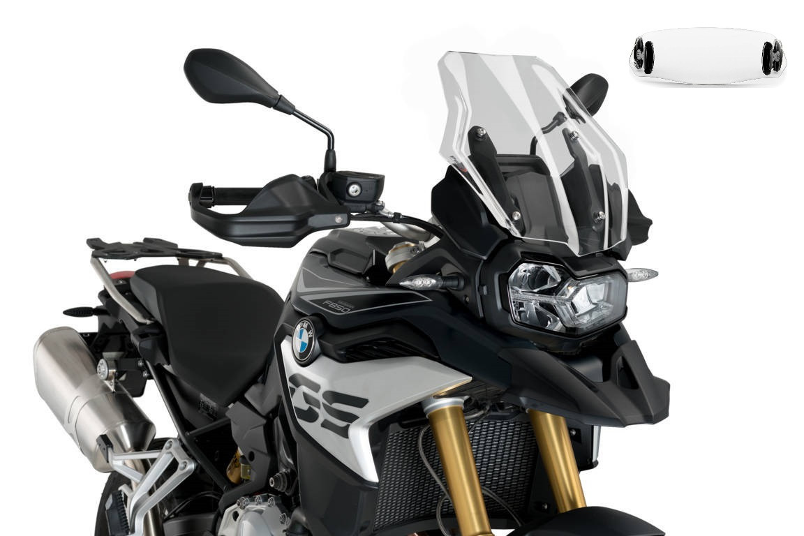 Bulle Puig Touring avec Déflecteur "Clip On" pour F 750 GS (18-23) équipée de la bulle Touring d'origine