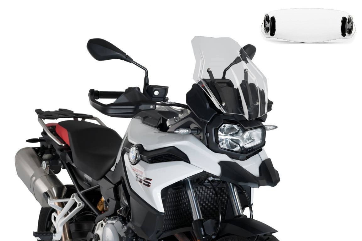 Bulle Puig Touring avec Déflecteur "Clip On" pour F 750 GS (18-23) équipée de la bulle Sport d'origine