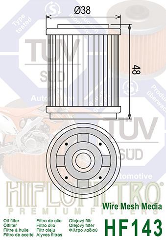 Filtre a Huile Quad Hiflofiltro HF143