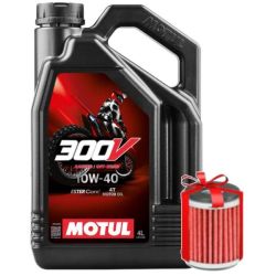 Huile moto Motul 300V 10W40 OFF ROAD 4 Litres + Filtre à Huile Offert