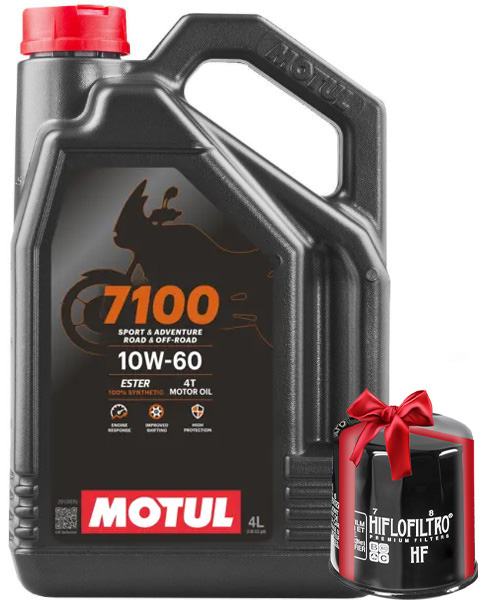 Huile Moto Motul 7100 10W60 4 Litres + Filtre à Huile Offert