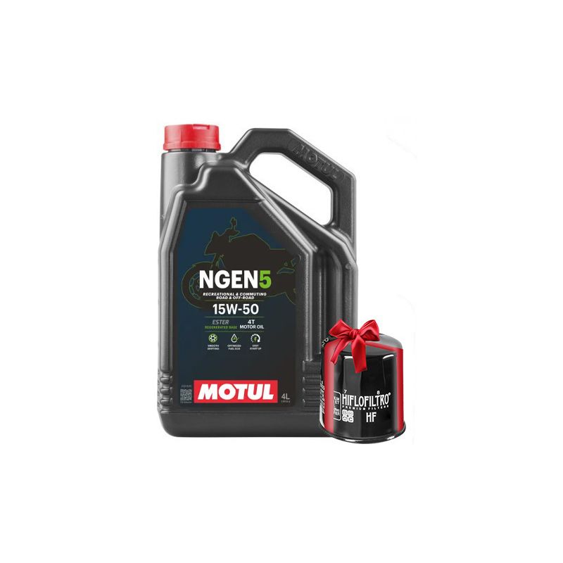 Huile Moto Motul NGEN 5 15W50 4 Litres + Filtre à Huile Offert