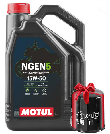 Huile Moto Motul NGEN 5 15W50 4 Litres + Filtre à Huile Offert