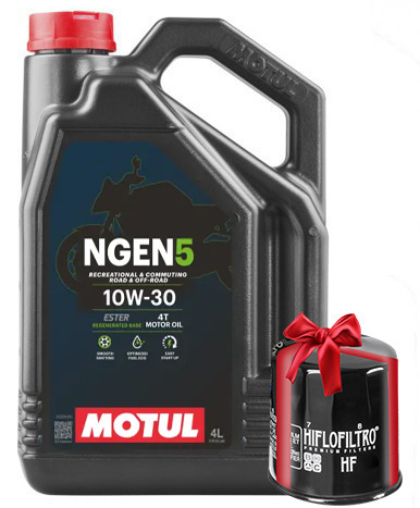 Huile Moto Motul NGEN 5 10W30 4 Litres + Filtre à Huile Offert