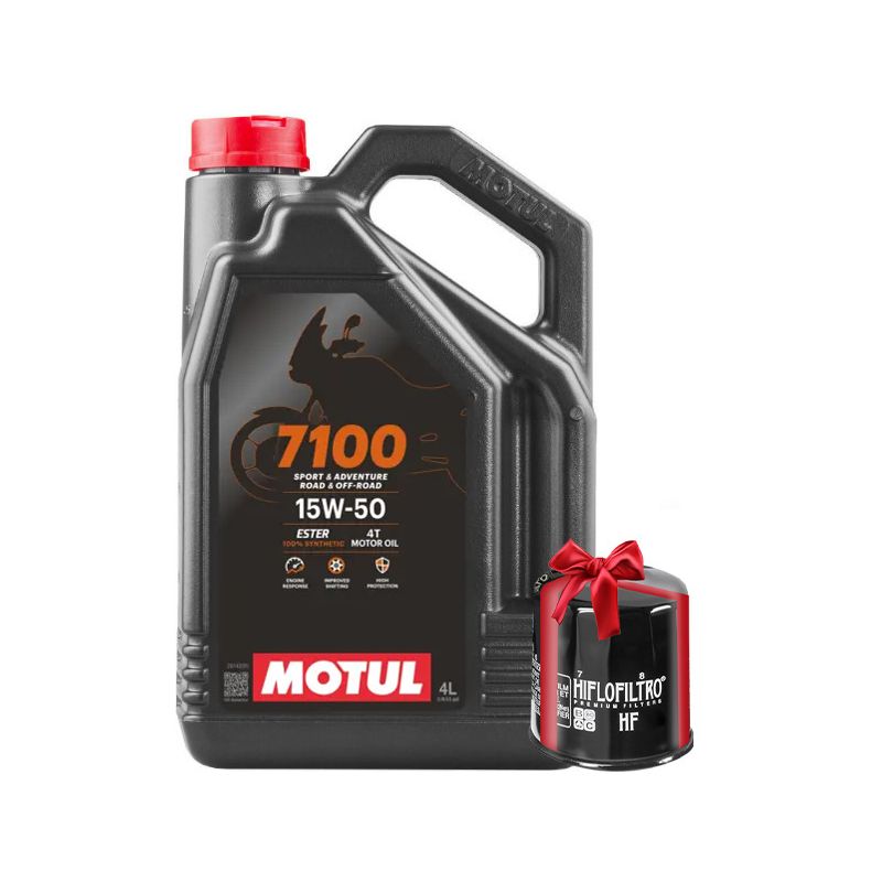 Huile Moto Motul 7100 15W50 4 Litres + Filtre à Huile Offert