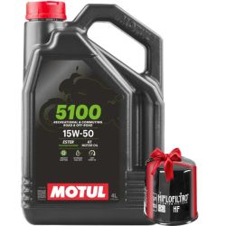 Huile Moto Motul 5100 4T 15W50 4 Litres + Filtre à Huile Offert