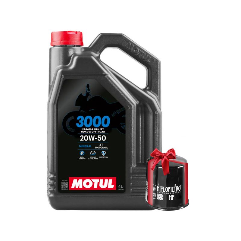 Huile Moto Motul 3000 20w50 4 Litres + Filtre à Huile Offert