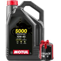 Huile moto Motul 5000 4T 10W40 4 Litres + Filtre à Huile Offert