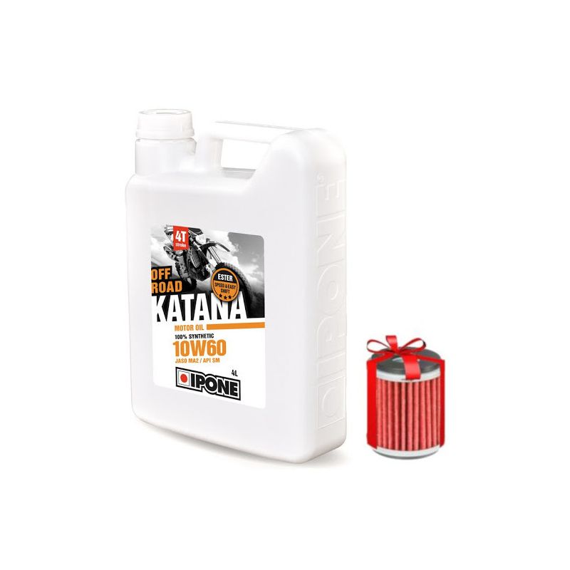 Huile Ipone Katana Off-Road 4T 10W60 4 Litres + Filtre à Huile Offert