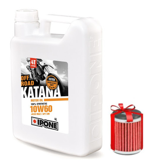 Huile Ipone Katana Off-Road 4T 10W60 4 Litres + Filtre à Huile Offert