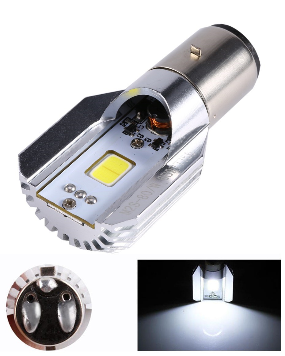 Qasim 2-Pack BA20D LED Ampoule de Phare de Moto Blanc H6 Feux de Croisement  Phare de Moto 12W en céramique 900LM puces COB