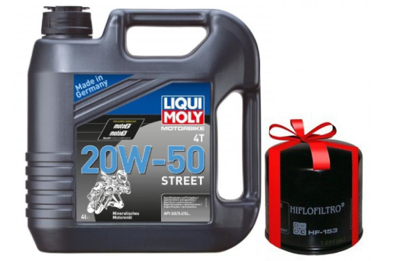 Huile Moto LIQUI MOLY Motorbike 20W50 Street Minérale 4 Litres + Filtre à Huile Offert