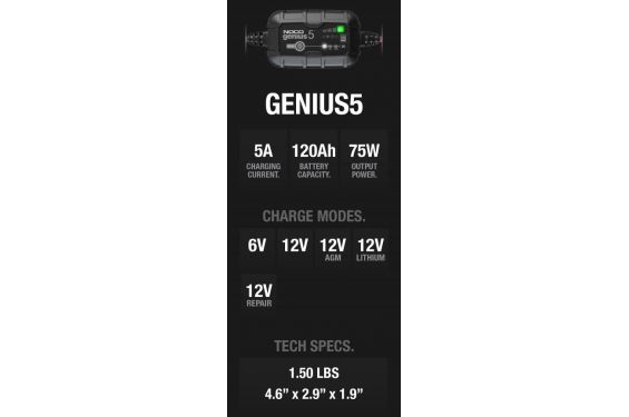 Chargeur de Batterie Moto Intelligent NOCO Genius 5 6-12V 5A