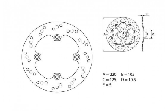 Disque de frein arrière Brembo pour Triumph 600 Baby Speed (01-02)