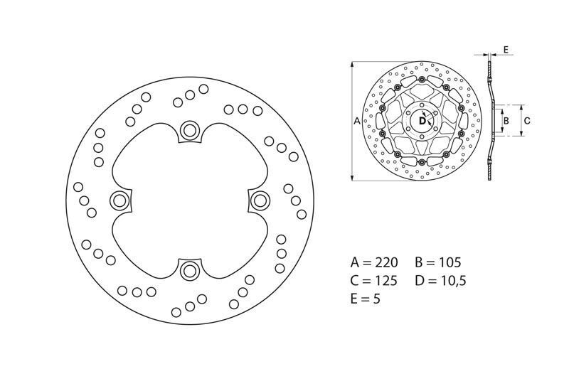 Disque de frein arrière Brembo pour Triumph 600 Baby Speed (01-02)