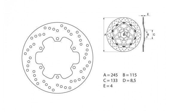 Disque de frein arrière Brembo pour 916 ST4 (98-04) 996 ST4 (01-06)