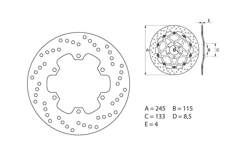 Disque de frein arrière Brembo pour 916 ST4 (98-04) 996 ST4 (01-06)