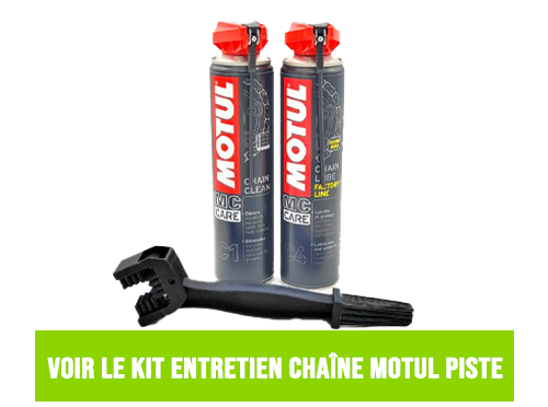 Kit Entretien Chaîne Motul Piste - Chain Clean C1 + Chain Lube C4 + Brosse
